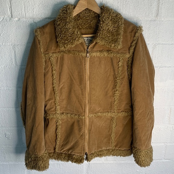 Vintage Jackets & Blazers - Paris Blues Vintage Faux Shearling Sherpa 90's Zip Up Cotton Coat sz M